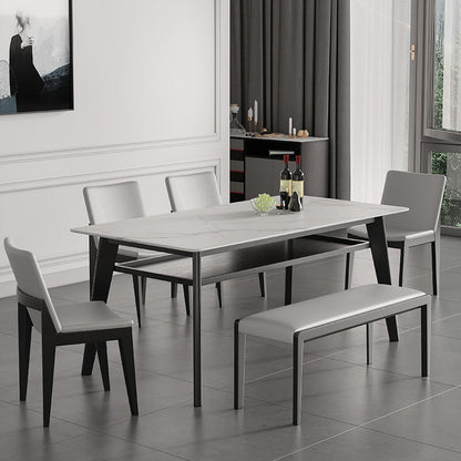 Stone Top Dining Table Contemporary Dining Table with 4 Wood Legs