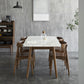 Stone Top Table Mid-Century Modern Dining Table with 4 Brown Wood Legs