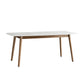 Stone Top Table Mid-Century Modern Dining Table with 4 Brown Wood Legs
