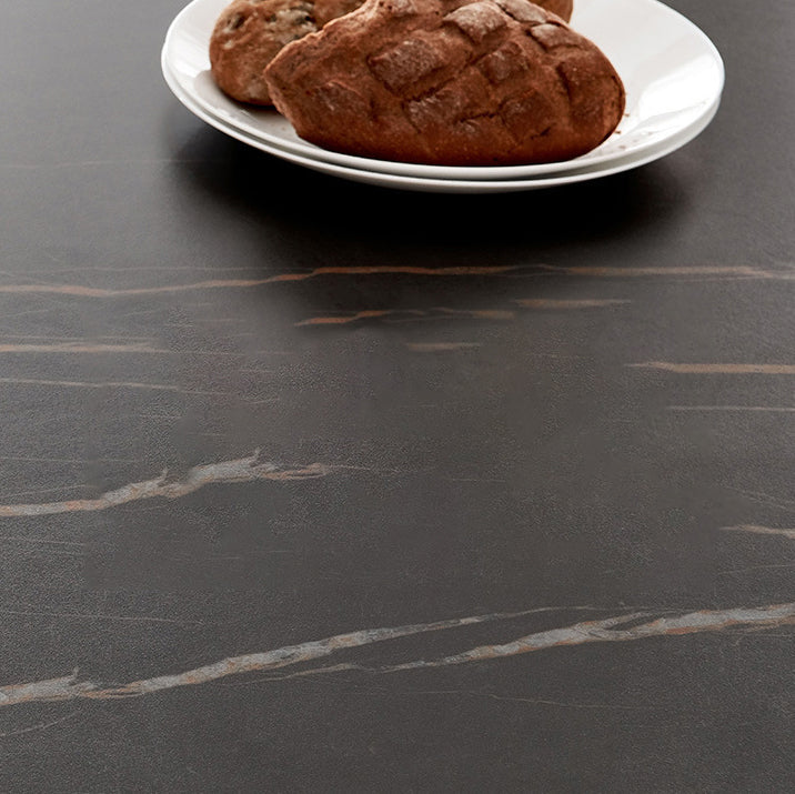 Black Stone Top Dining Table Contemporary Dining Table with Pedestal Base