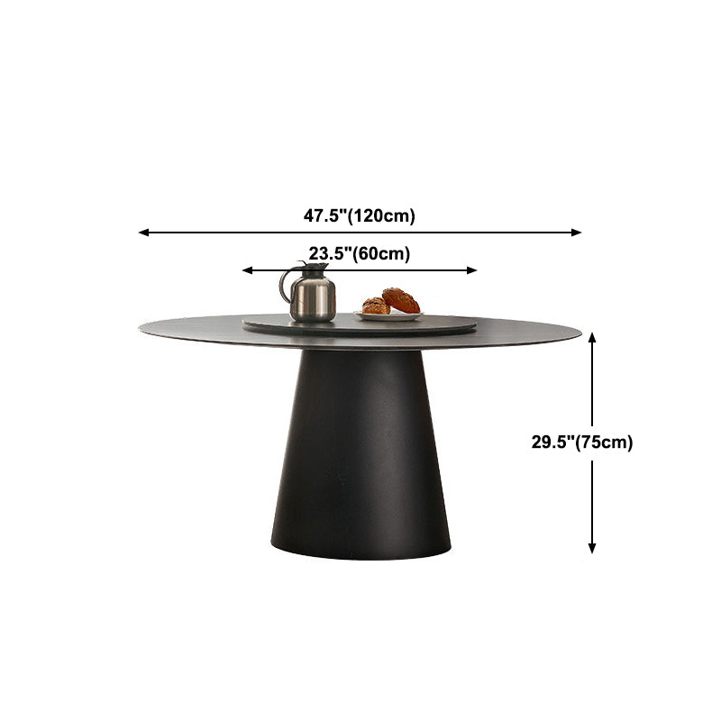 Black Stone Top Dining Table Contemporary Dining Table with Pedestal Base