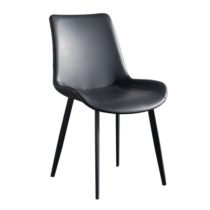 Faux Leather Upholstered Dining Chairs Modern Armless Home Side Chair