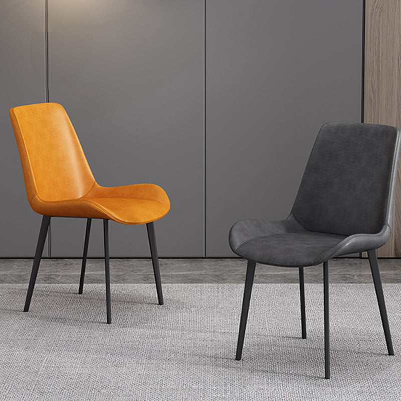 Faux Leather Upholstered Dining Chairs Modern Armless Home Side Chair
