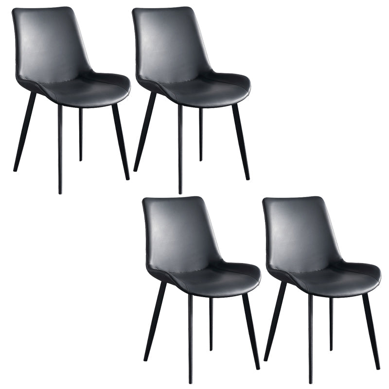 Faux Leather Upholstered Dining Chairs Modern Armless Home Side Chair