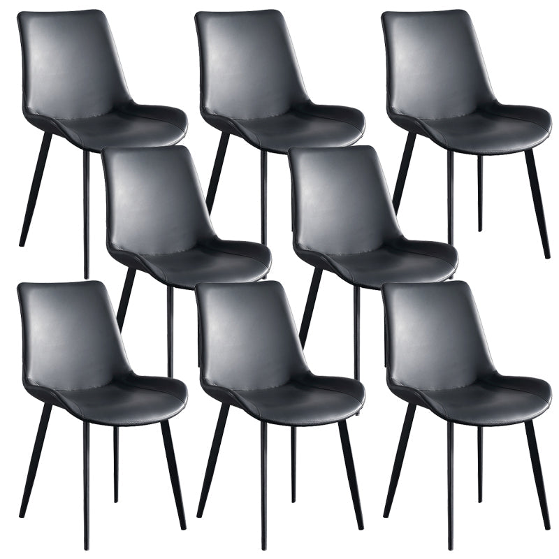 Faux Leather Upholstered Dining Chairs Modern Armless Home Side Chair