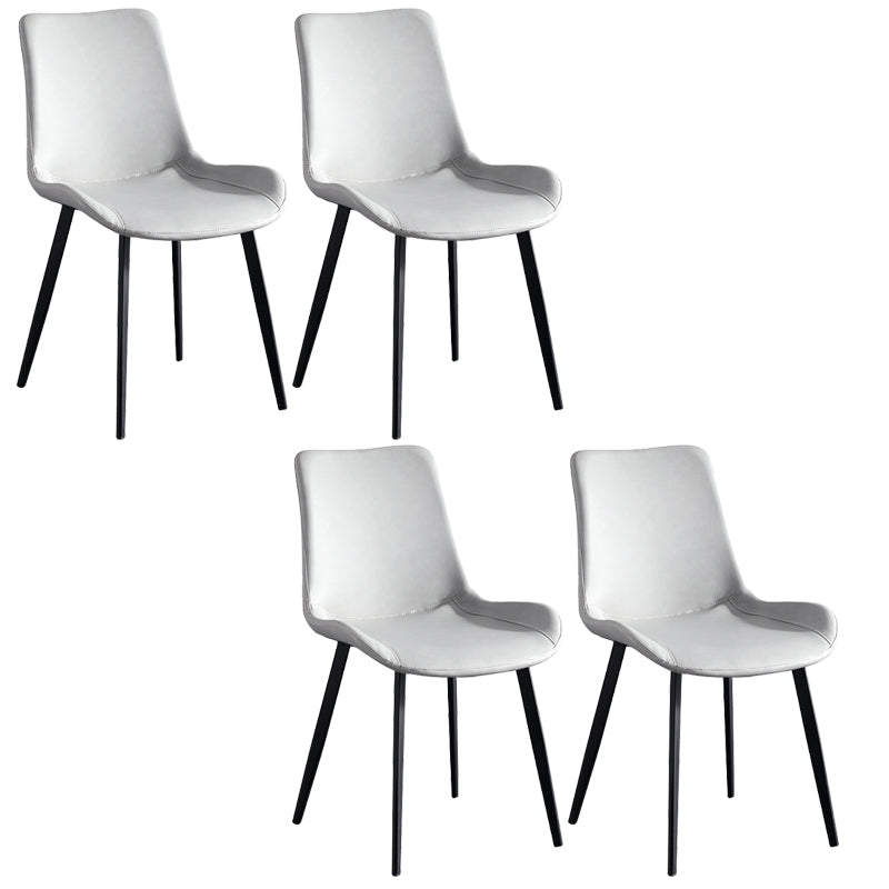 Faux Leather Upholstered Dining Chairs Modern Armless Home Side Chair