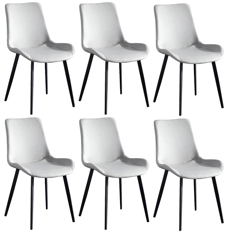 Faux Leather Upholstered Dining Chairs Modern Armless Home Side Chair