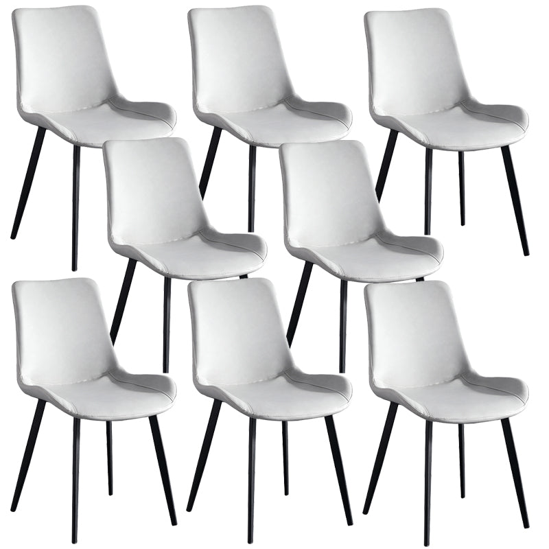 Faux Leather Upholstered Dining Chairs Modern Armless Home Side Chair