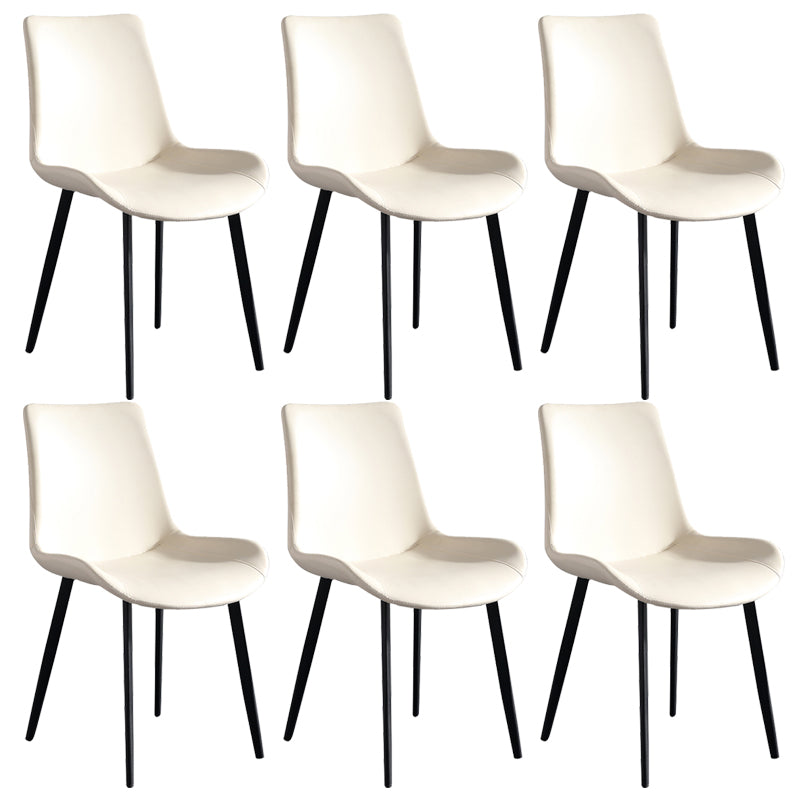Faux Leather Upholstered Dining Chairs Modern Armless Home Side Chair