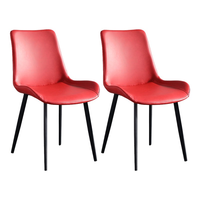 Faux Leather Upholstered Dining Chairs Modern Armless Home Side Chair