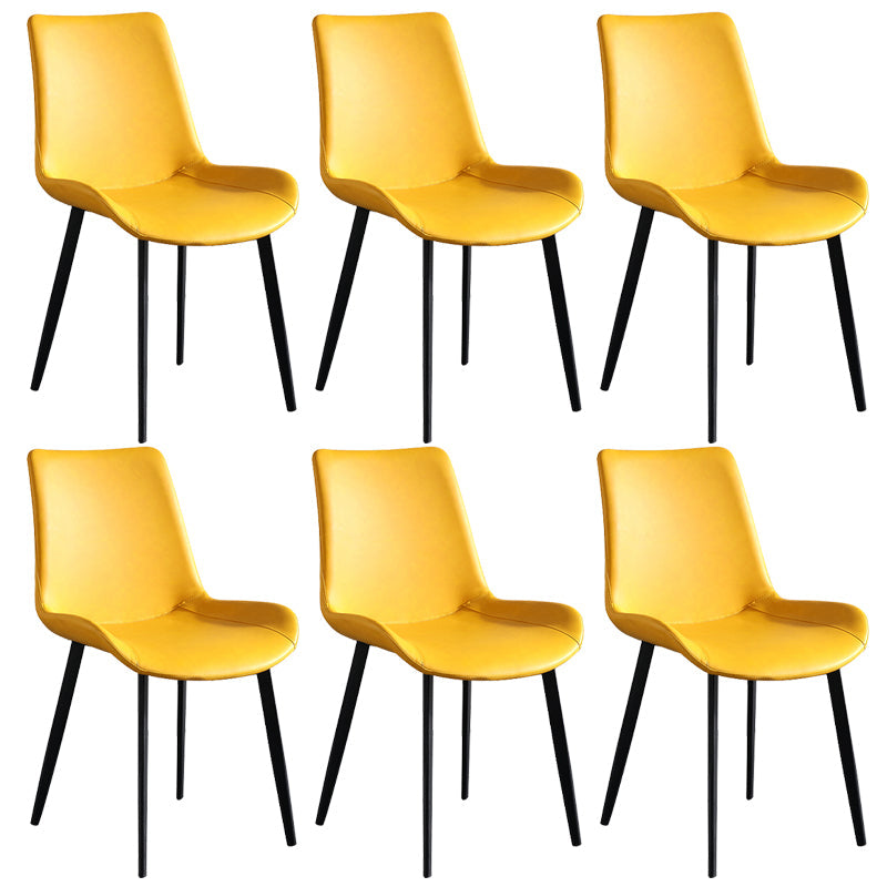 Faux Leather Upholstered Dining Chairs Modern Armless Home Side Chair