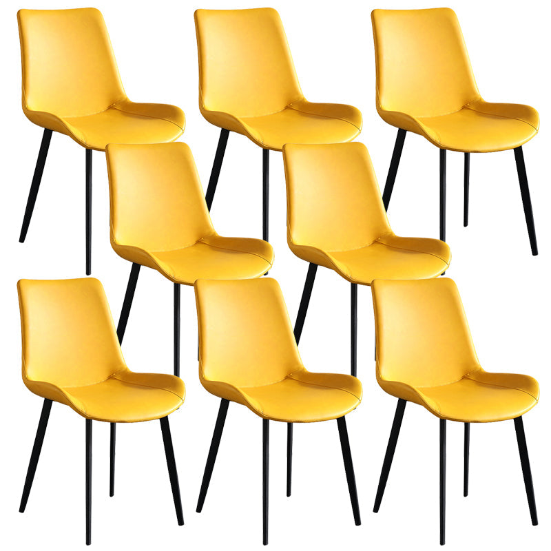 Faux Leather Upholstered Dining Chairs Modern Armless Home Side Chair