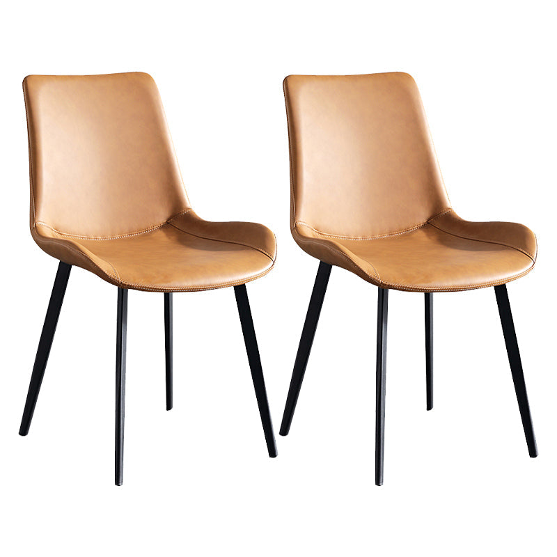 Faux Leather Upholstered Dining Chairs Modern Armless Home Side Chair
