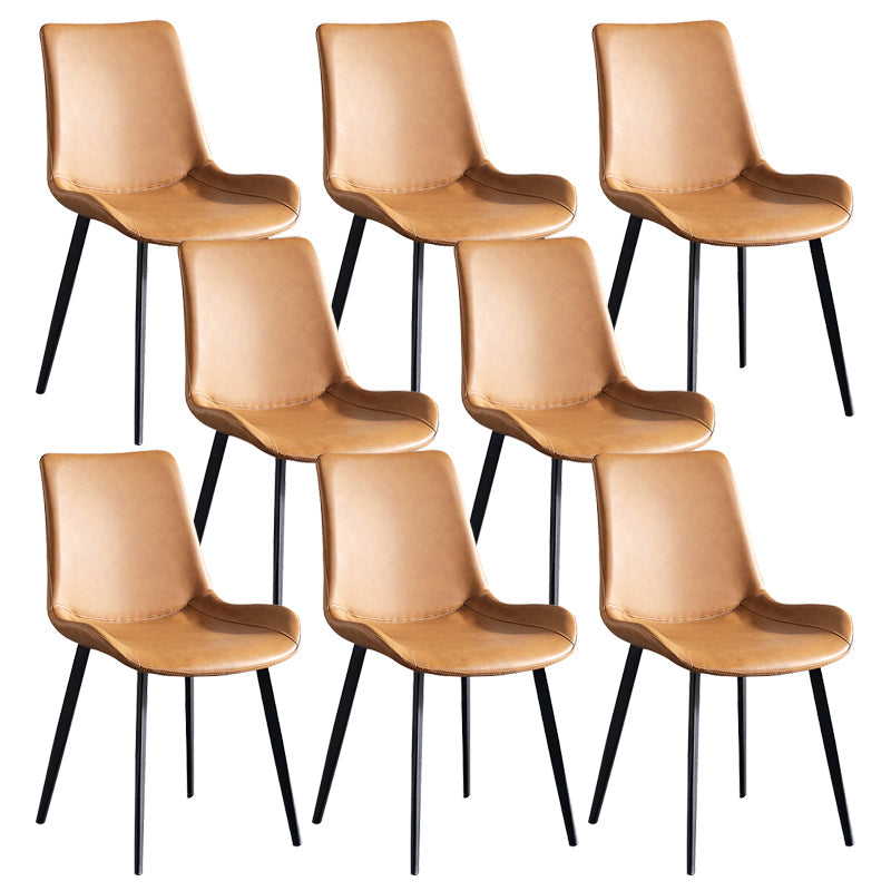 Faux Leather Upholstered Dining Chairs Modern Armless Home Side Chair