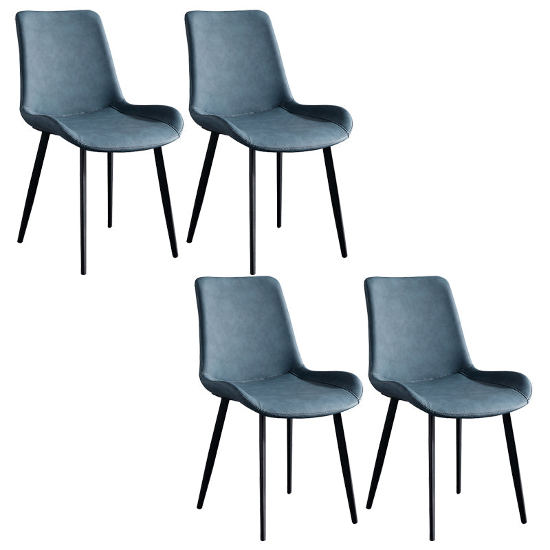 Faux Leather Upholstered Dining Chairs Modern Armless Home Side Chair