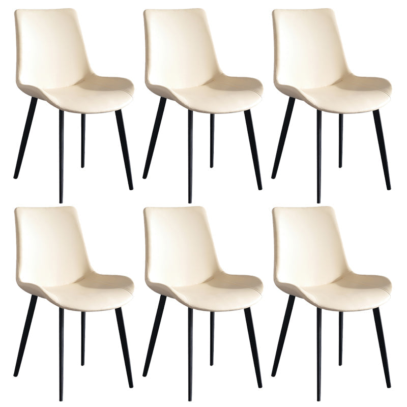 Faux Leather Upholstered Dining Chairs Modern Armless Home Side Chair
