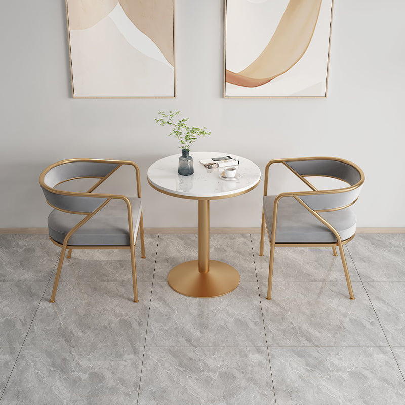 Glam Style Arm Dining Chairs Gold Iron Frame Open Back Dining Side Chair