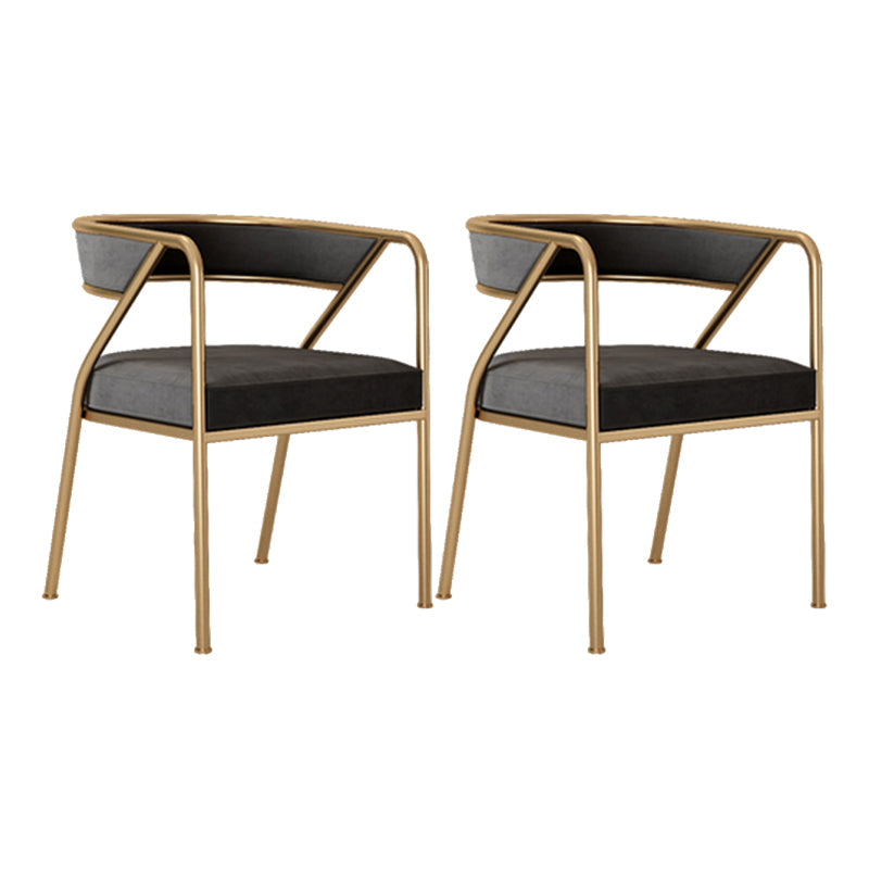 Glam Style Arm Dining Chairs Gold Iron Frame Open Back Dining Side Chair