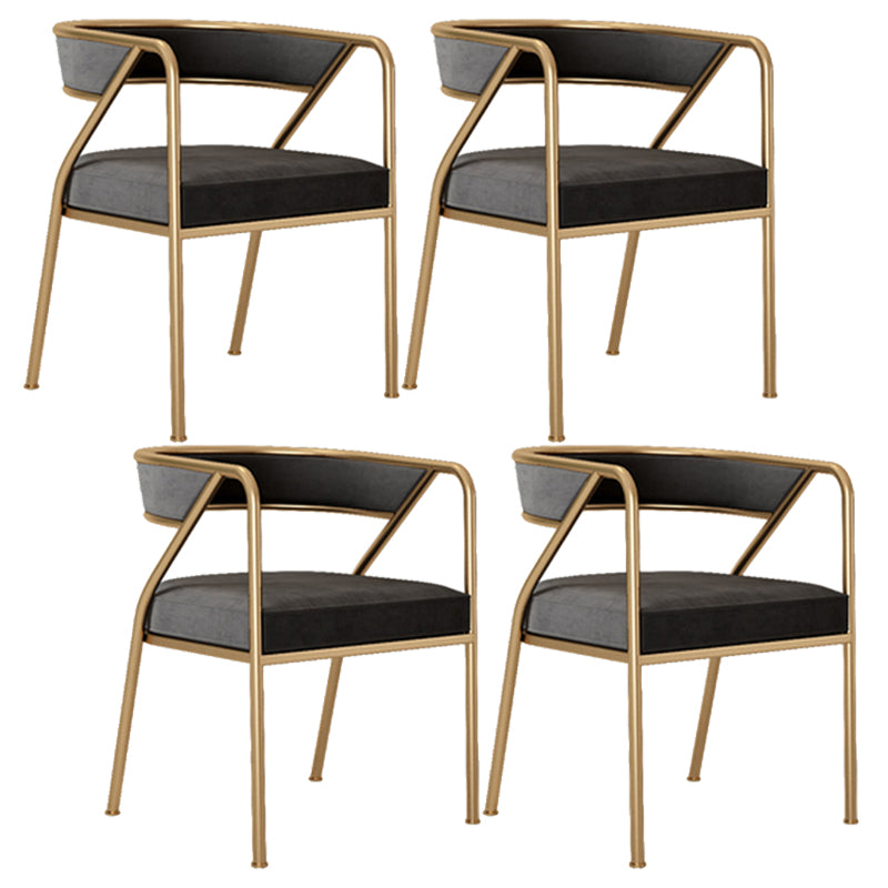 Glam Style Arm Dining Chairs Gold Iron Frame Open Back Dining Side Chair