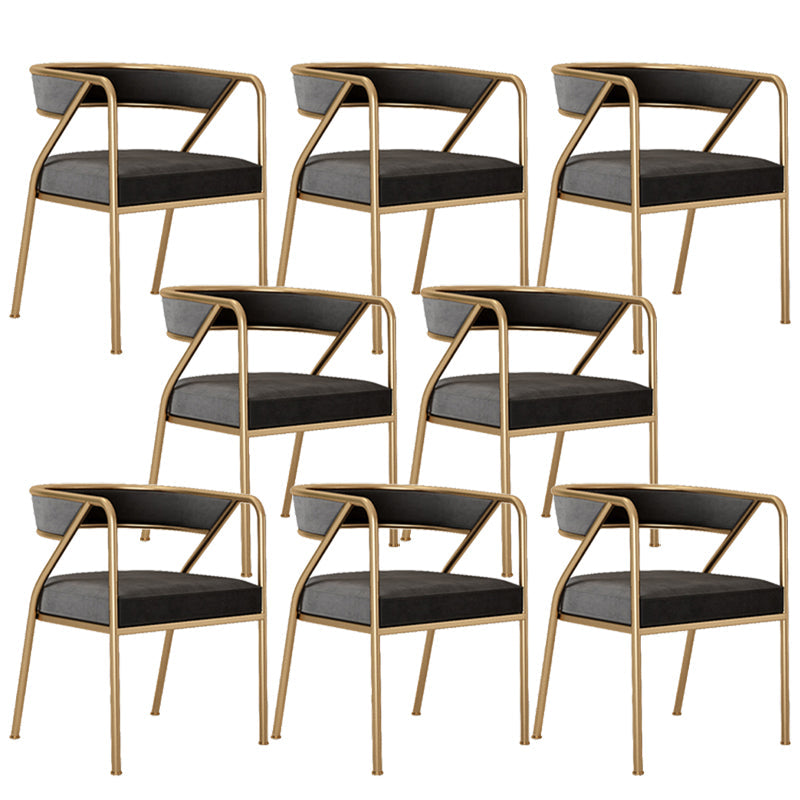 Glam Style Arm Dining Chairs Gold Iron Frame Open Back Dining Side Chair