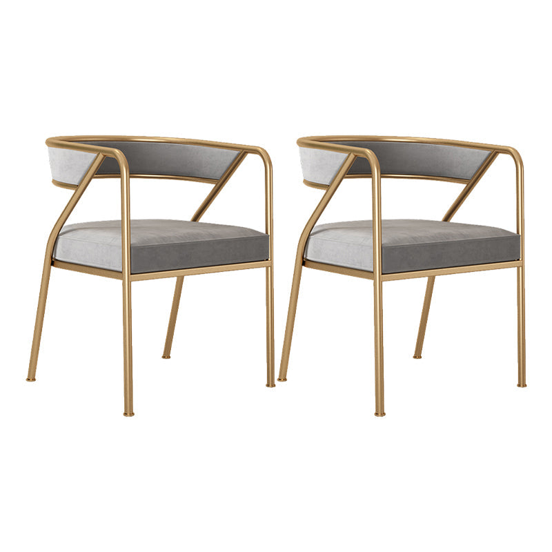 Glam Style Arm Dining Chairs Gold Iron Frame Open Back Dining Side Chair