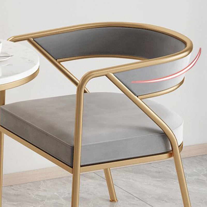 Glam Style Arm Dining Chairs Gold Iron Frame Open Back Dining Side Chair