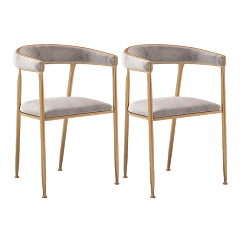 Glam Style Arm Dining Chairs Gold Iron Frame Open Back Dining Side Chair