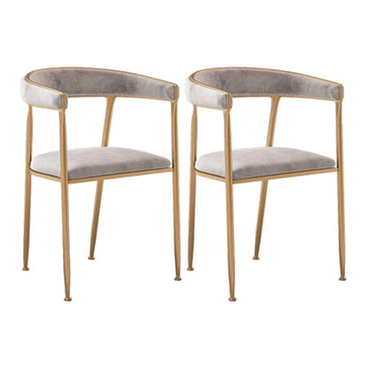 Glam Style Arm Dining Chairs Gold Iron Frame Open Back Dining Side Chair