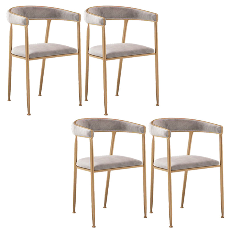 Glam Style Arm Dining Chairs Gold Iron Frame Open Back Dining Side Chair