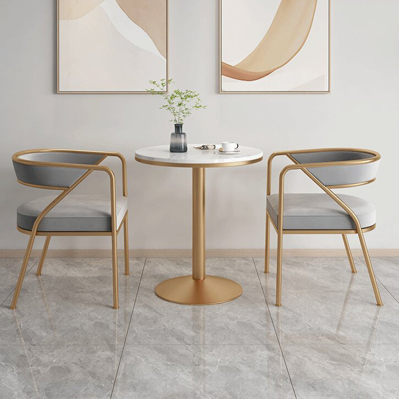 Glam Style Arm Dining Chairs Gold Iron Frame Open Back Dining Side Chair