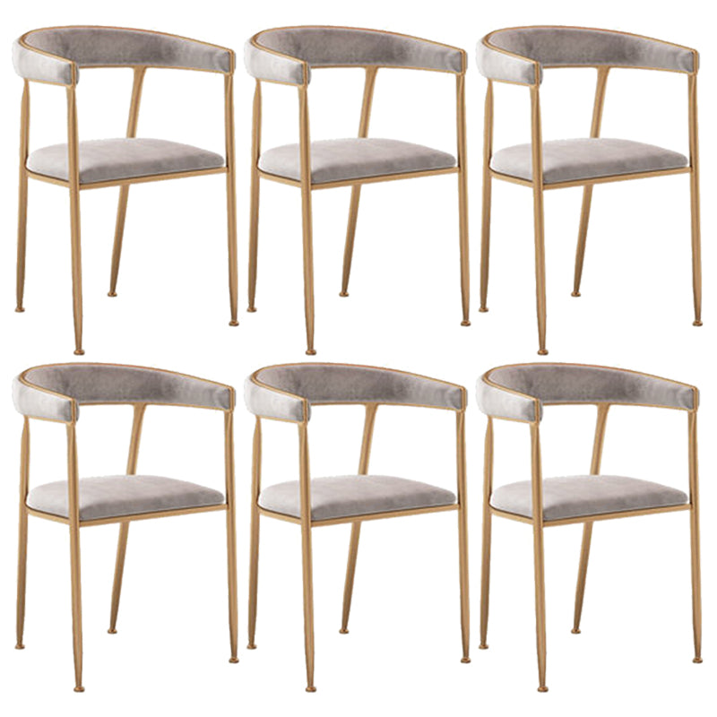 Glam Style Arm Dining Chairs Gold Iron Frame Open Back Dining Side Chair