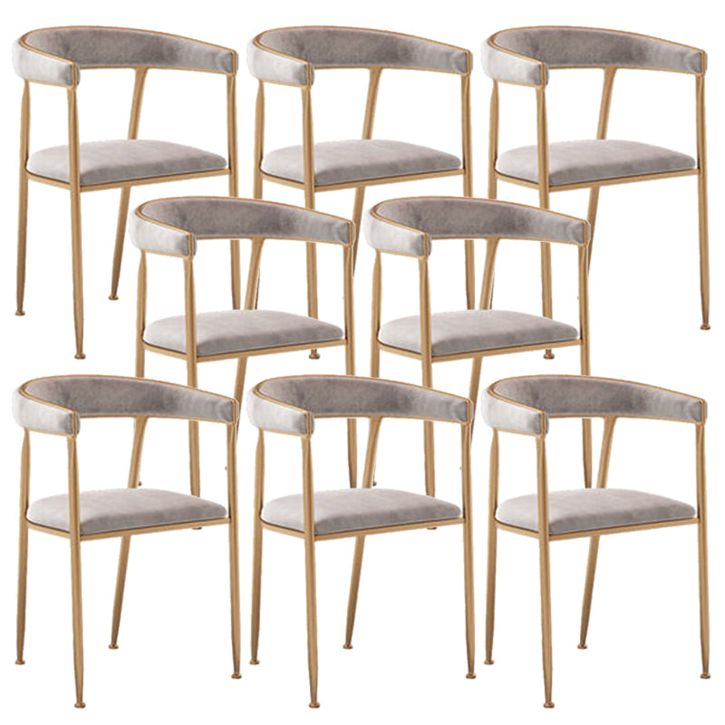 Glam Style Arm Dining Chairs Gold Iron Frame Open Back Dining Side Chair