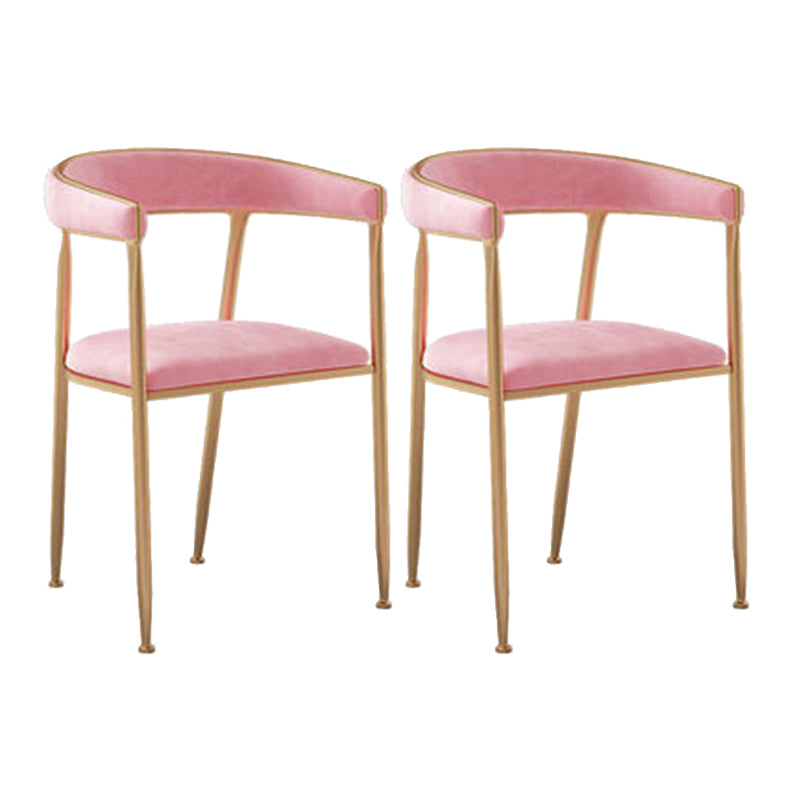 Glam Style Arm Dining Chairs Gold Iron Frame Open Back Dining Side Chair