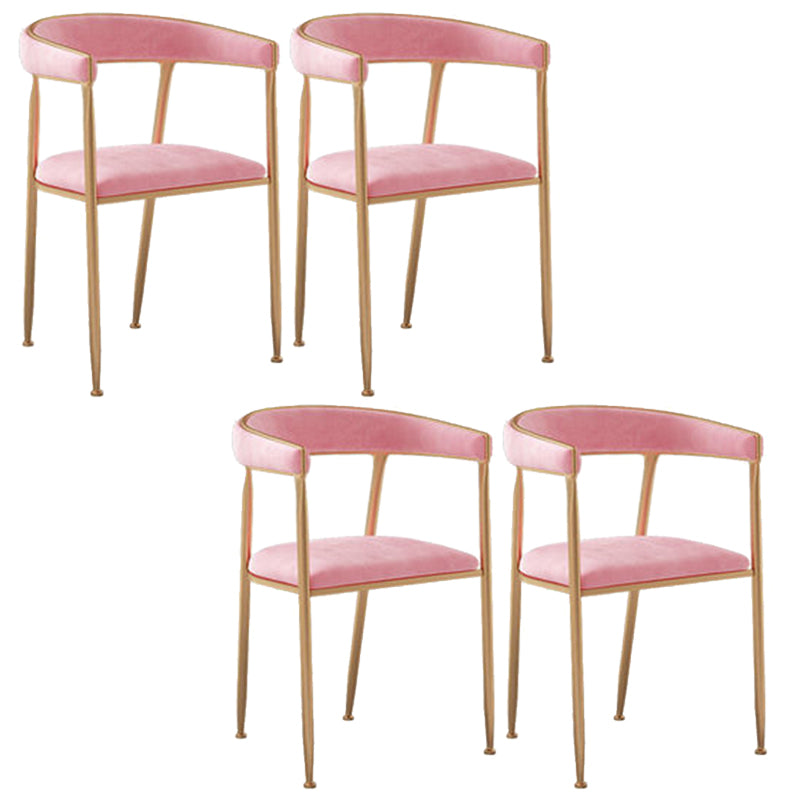 Glam Style Arm Dining Chairs Gold Iron Frame Open Back Dining Side Chair