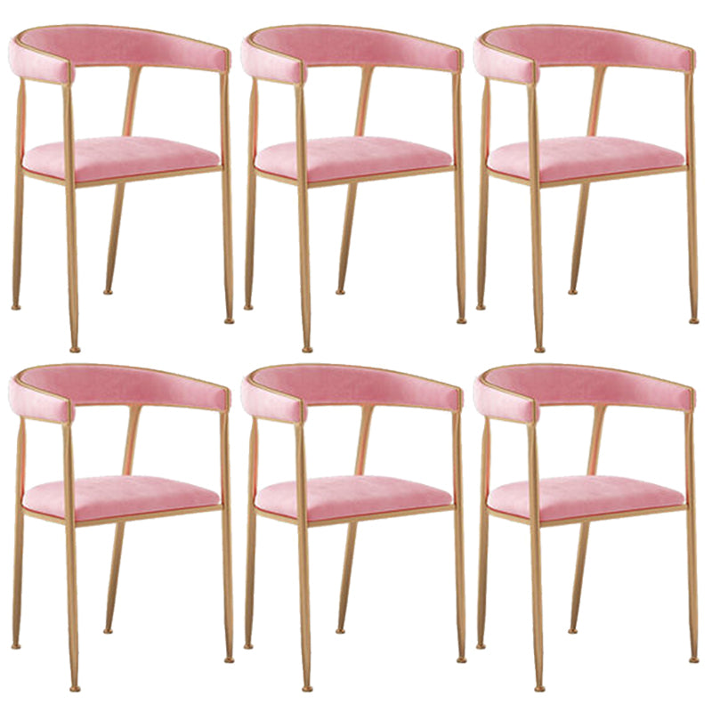 Glam Style Arm Dining Chairs Gold Iron Frame Open Back Dining Side Chair