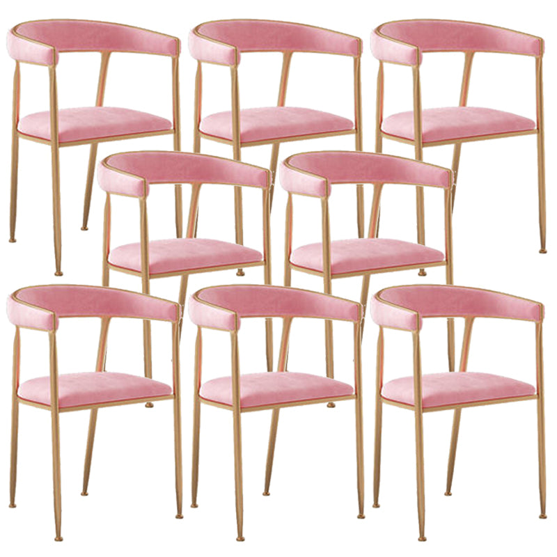 Glam Style Arm Dining Chairs Gold Iron Frame Open Back Dining Side Chair