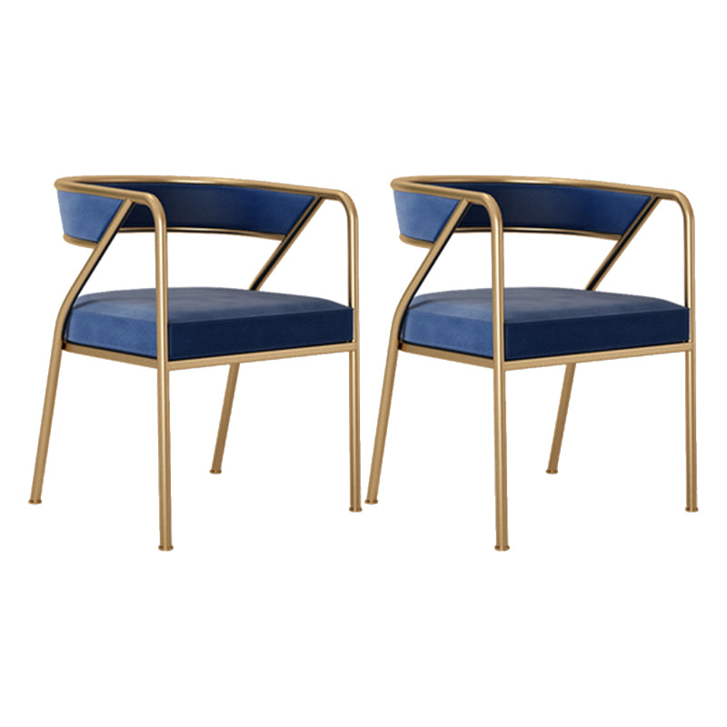 Glam Style Arm Dining Chairs Gold Iron Frame Open Back Dining Side Chair