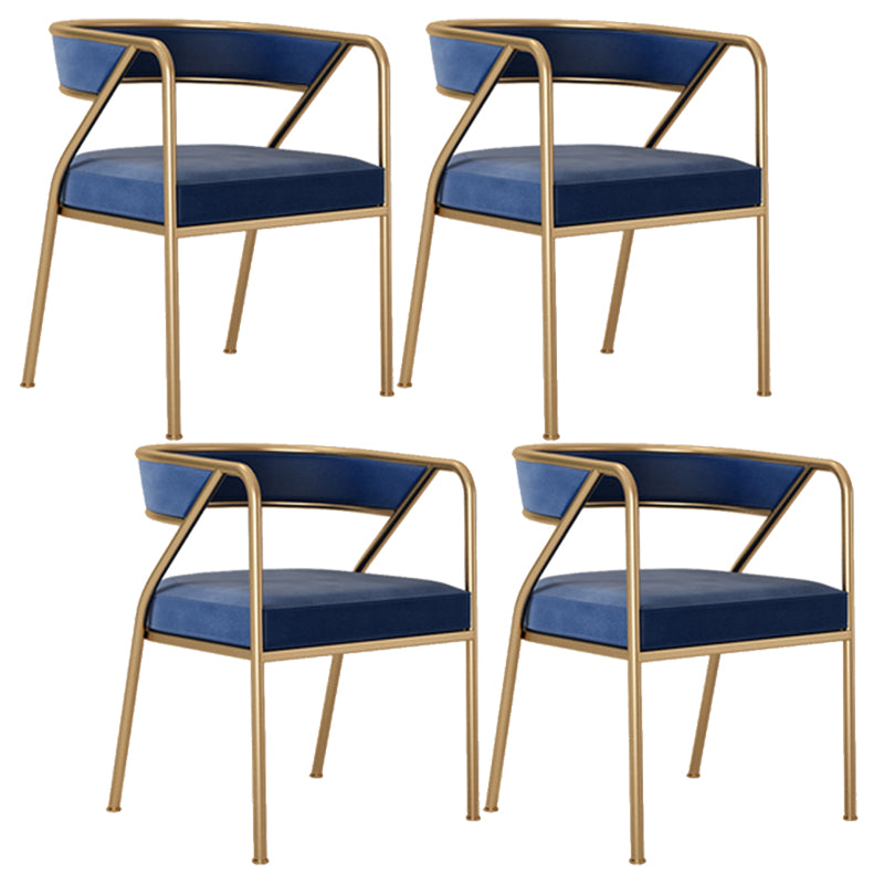 Glam Style Arm Dining Chairs Gold Iron Frame Open Back Dining Side Chair