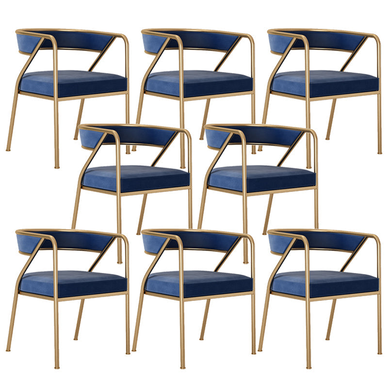 Glam Style Arm Dining Chairs Gold Iron Frame Open Back Dining Side Chair