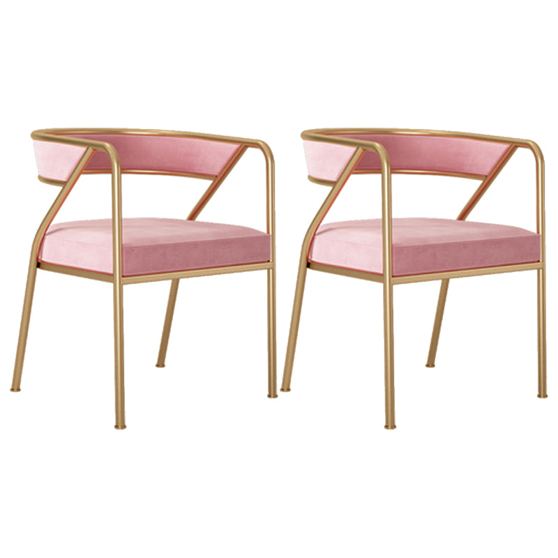 Glam Style Arm Dining Chairs Gold Iron Frame Open Back Dining Side Chair