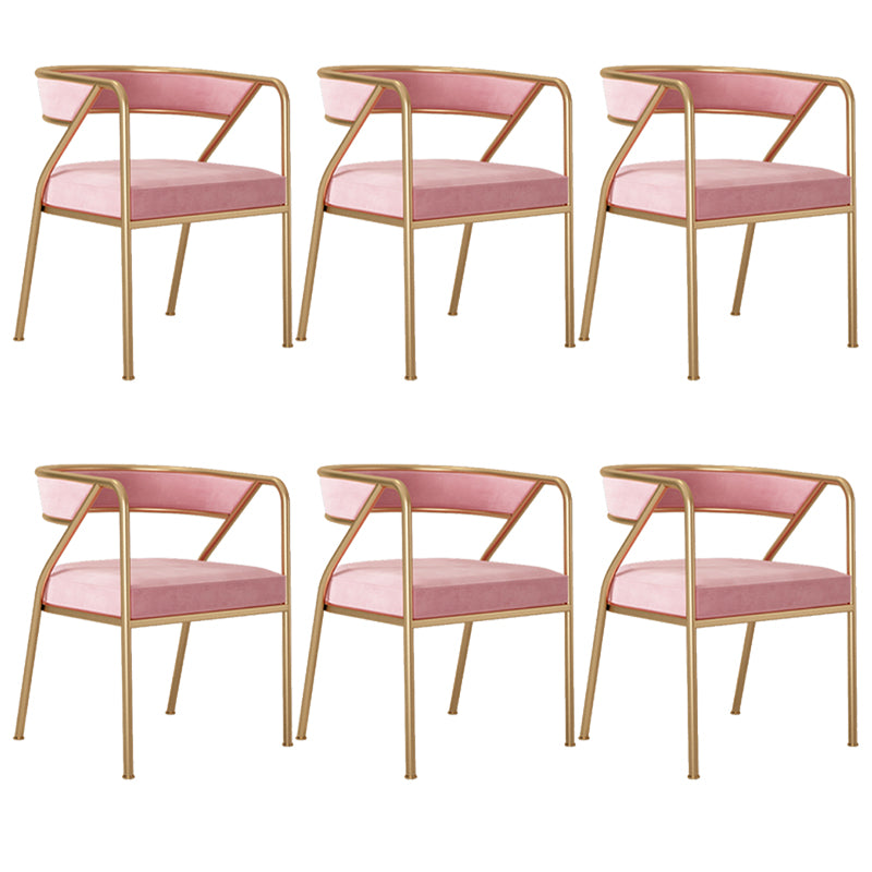 Glam Style Arm Dining Chairs Gold Iron Frame Open Back Dining Side Chair