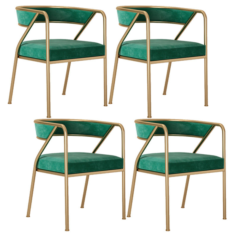 Glam Style Arm Dining Chairs Gold Iron Frame Open Back Dining Side Chair