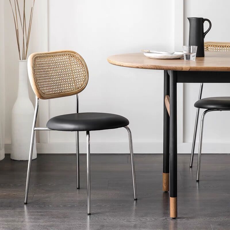 Contemporary Armless Dining Chairs Faux Leather Upholstered Dining Side Chair