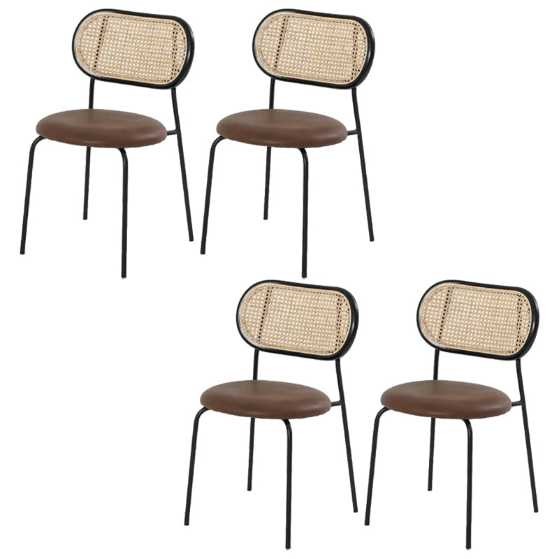 Contemporary Armless Dining Chairs Faux Leather Upholstered Dining Side Chair