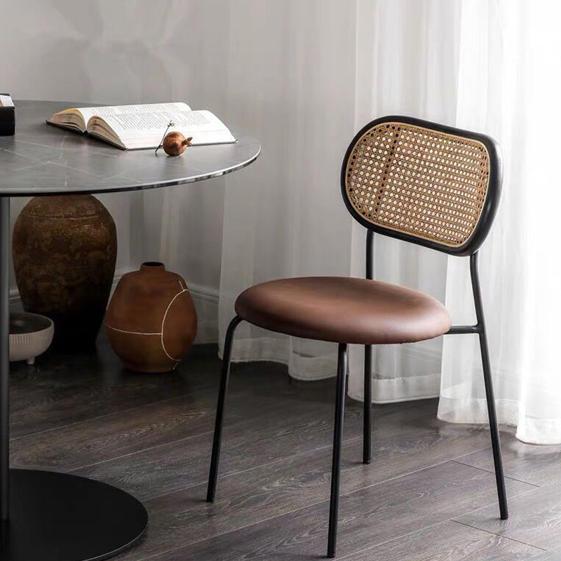 Contemporary Armless Dining Chairs Faux Leather Upholstered Dining Side Chair