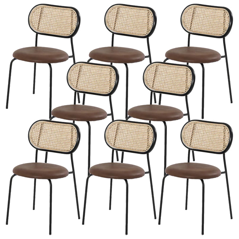 Contemporary Armless Dining Chairs Faux Leather Upholstered Dining Side Chair