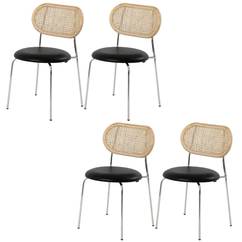 Contemporary Armless Dining Chairs Faux Leather Upholstered Dining Side Chair