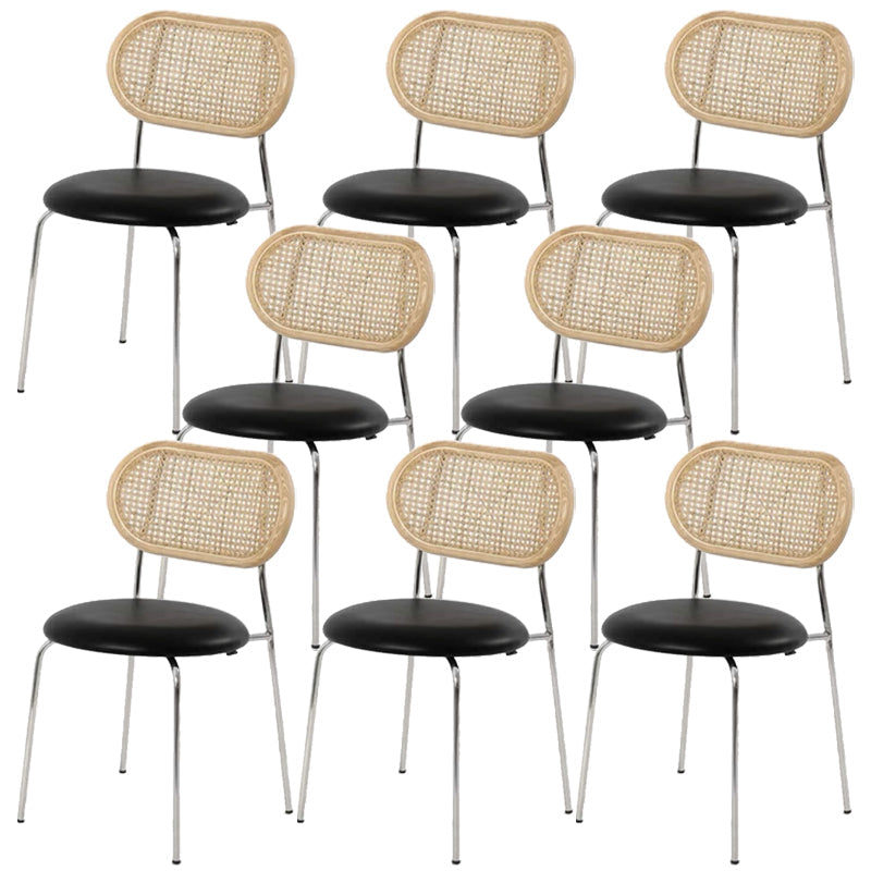 Contemporary Armless Dining Chairs Faux Leather Upholstered Dining Side Chair
