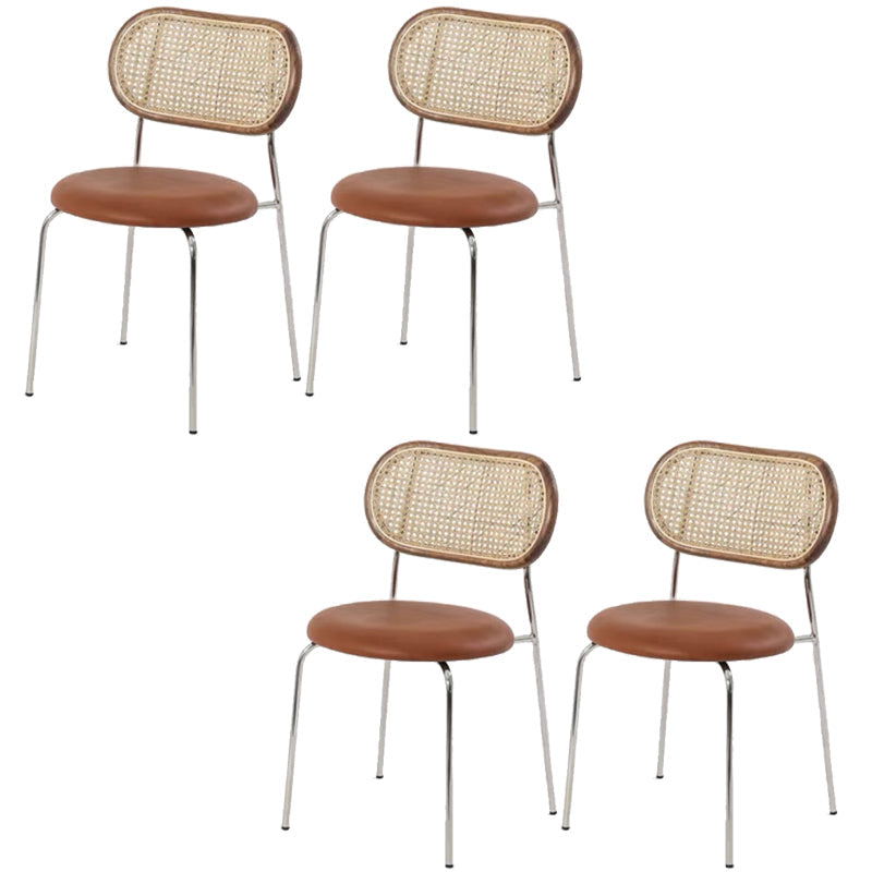 Contemporary Armless Dining Chairs Faux Leather Upholstered Dining Side Chair