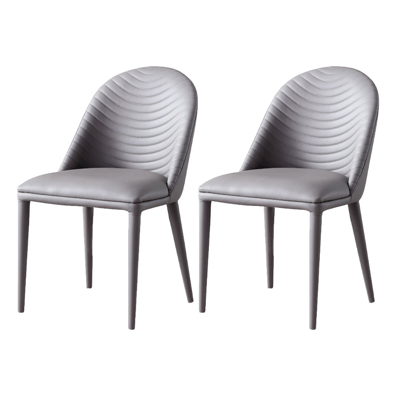 Faux Leather Armless Dining Chairs Upholstered Dining Room Chair Grey 2 Piece Set Clearhalo 'Dining Chairs' 'Dining Tables & Seating' 'dining_chair' 'furn' 'furn_dining_chair' 'Furniture' 'Kitchen & Dining Furniture' 5580389